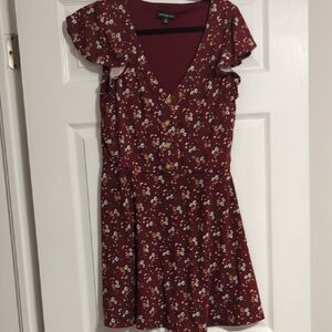 Burgundy Floral Mini Dress